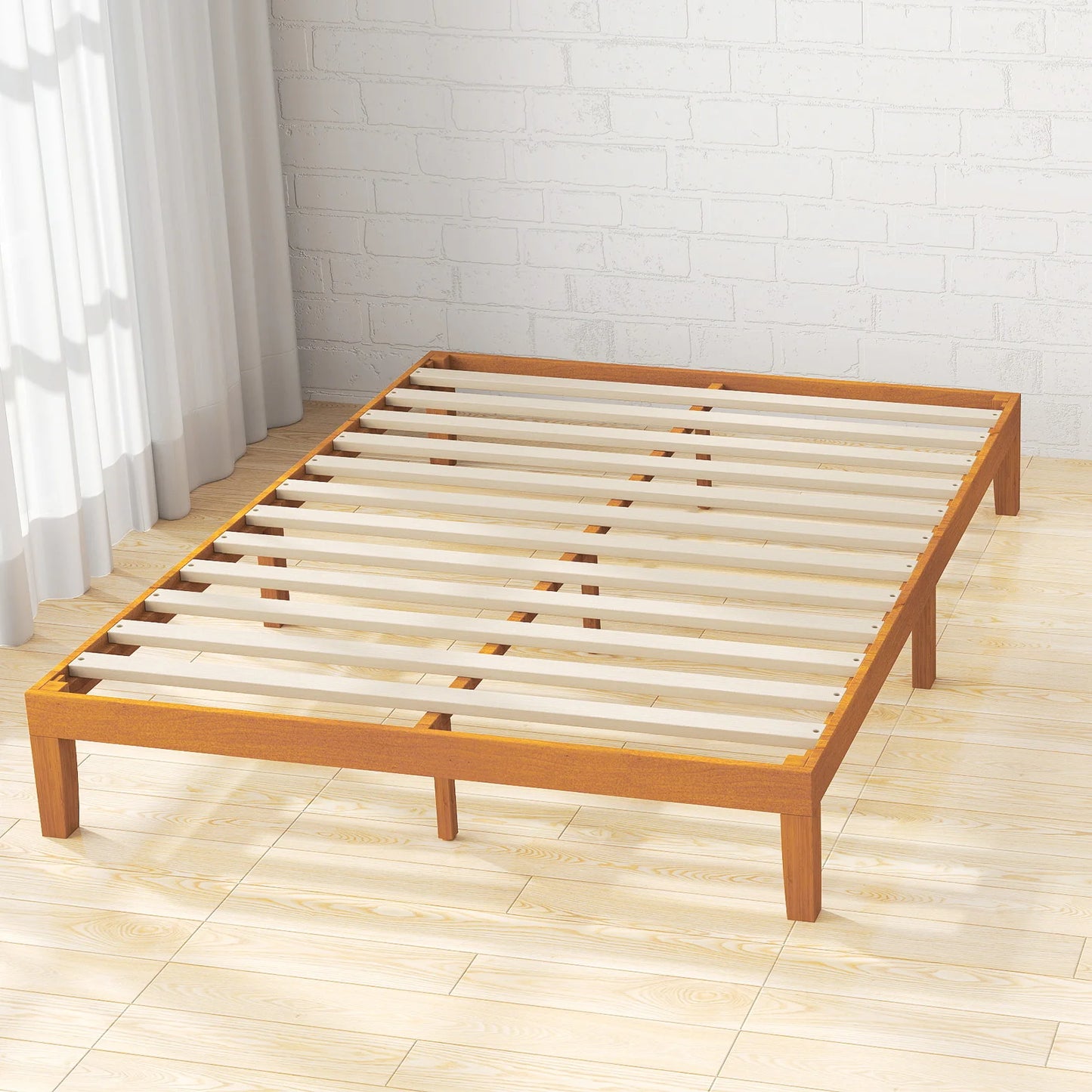 ERG Solid Pine Wood Bed Frame - angle view