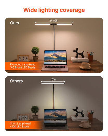 LED Desk Lamp With Clamp, Double Head Architect Desk Lamp For Home Office, Eye-Caring Desk Light With 360� Adjustable Goos...