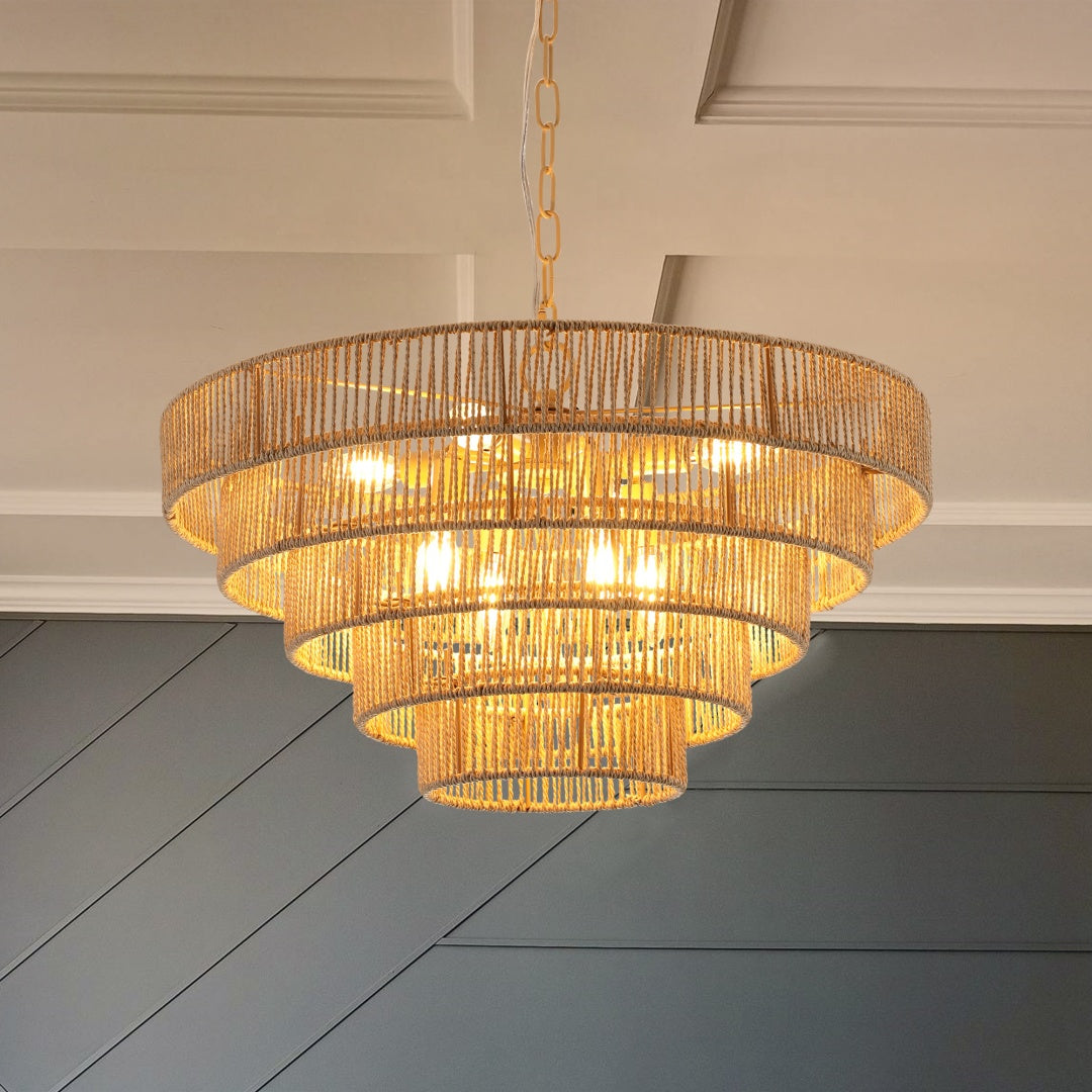 Boho Hemp Rope Chandelier