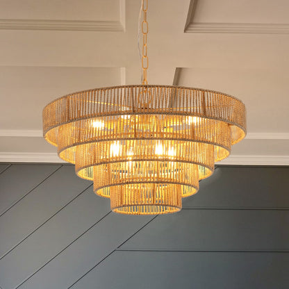 Boho Hemp Rope Chandelier