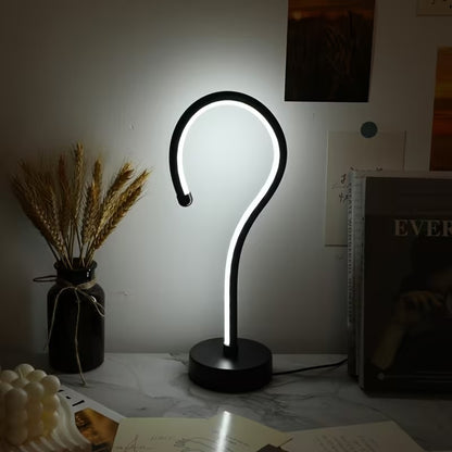 2PC Creative Question Mark Shape Table Lamp, USB Three-color Dimming Desktop Decoration Table Lamp - close-up