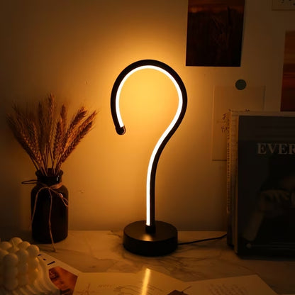 2PC Creative Question Mark Shape Table Lamp, USB Three-color Dimming Desktop Decoration Table Lamp - angle view