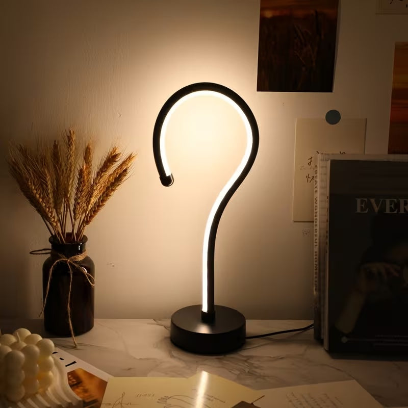 2PC Creative Question Mark Shape Table Lamp, USB Three-color Dimming Desktop Decoration Table Lamp - lifestyle shot