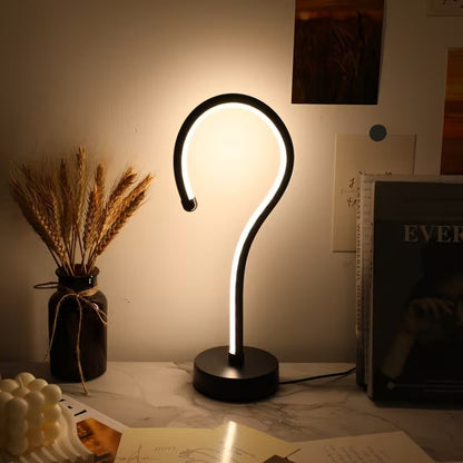 2PC Creative Question Mark Shape Table Lamp, USB Three-color Dimming Desktop Decoration Table Lamp - lifestyle shot