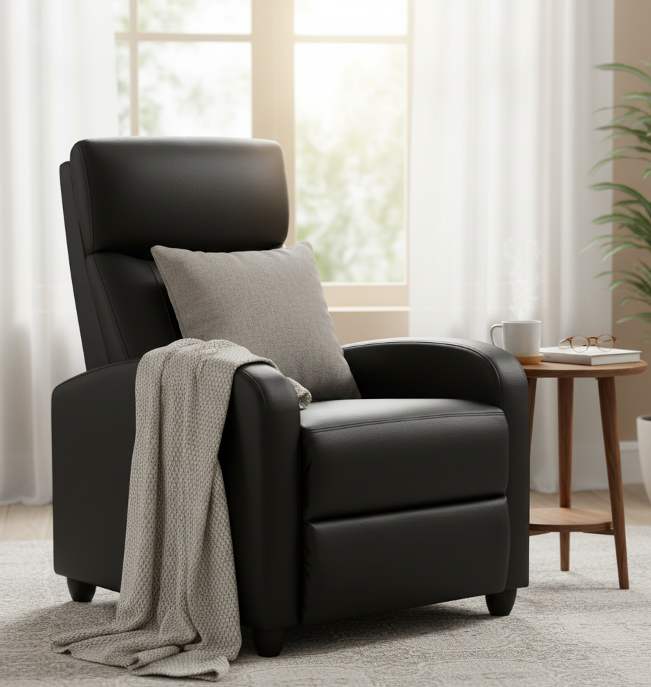 Modern Fabric Recliner Sofa - Comfort Meets Style - angle view