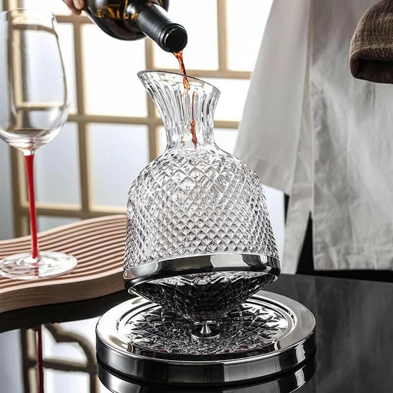 360� Rotating Crystal Wine Decanter - angle view