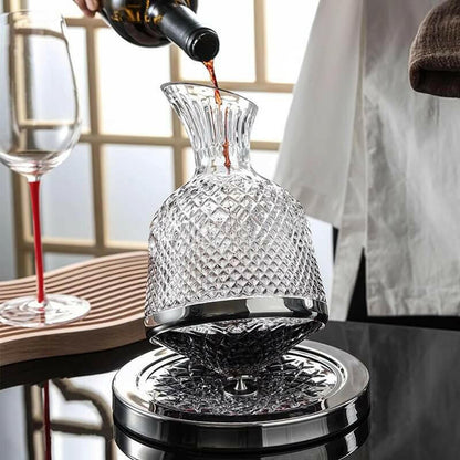 360� Rotating Crystal Wine Decanter - angle view