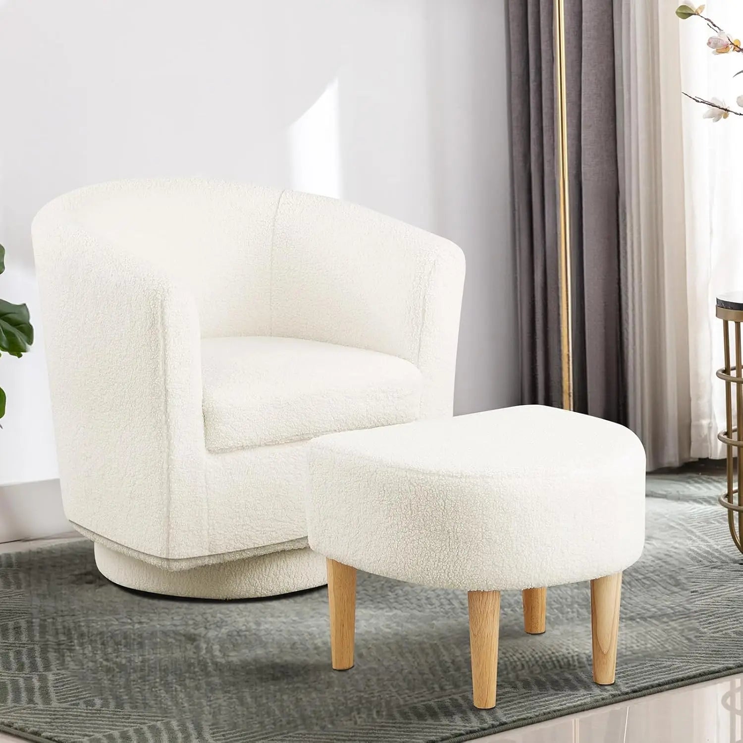 Modern Swivel Accent Chair with Ottoman - view 8