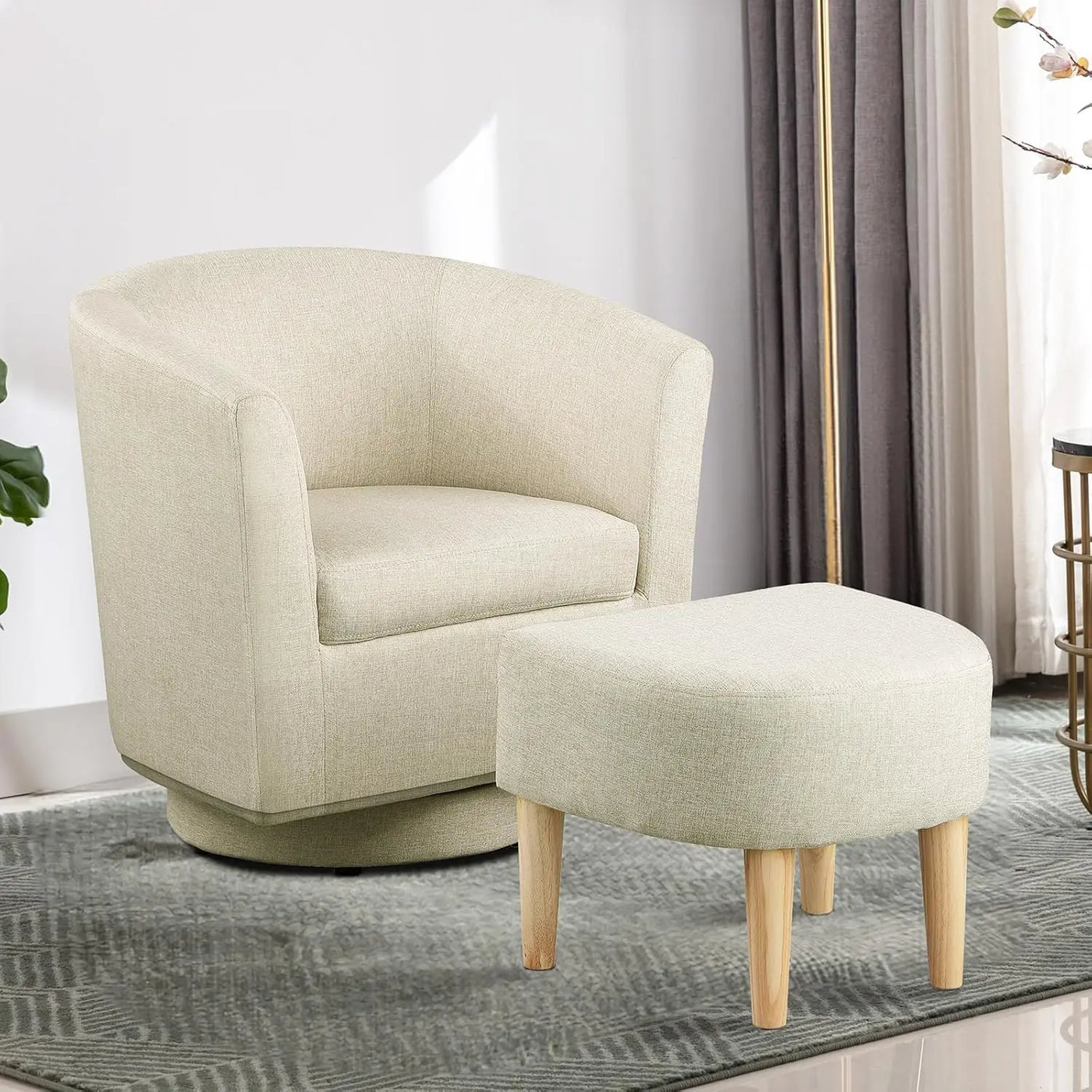 Modern Swivel Accent Chair with Ottoman