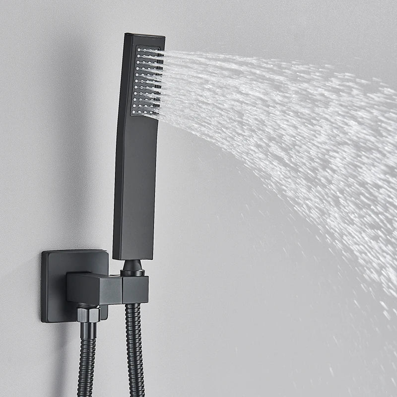 Quyanre Matte Black Shower Faucets Set - detail view