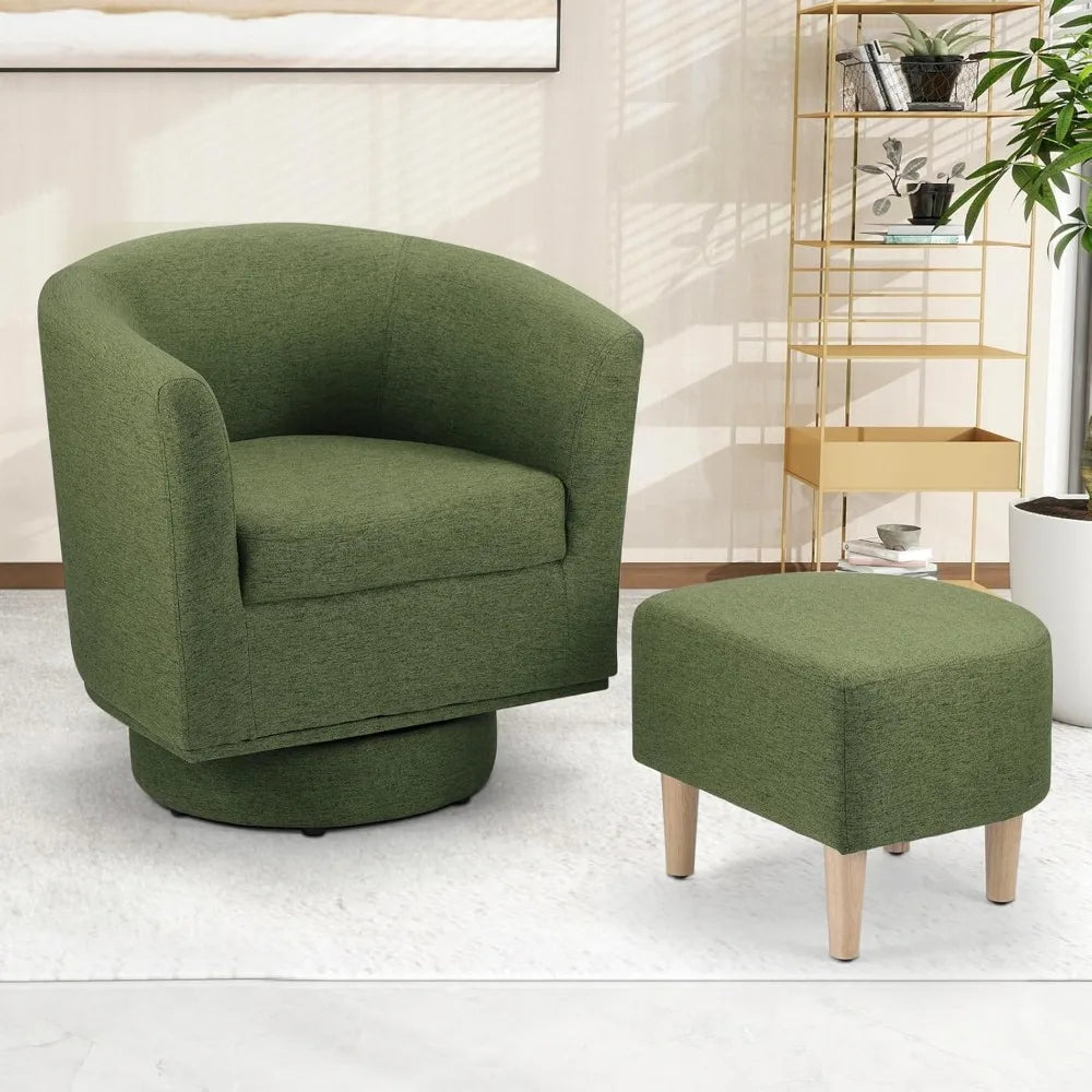 Modern Swivel Accent Chair with Ottoman - lifestyle shot