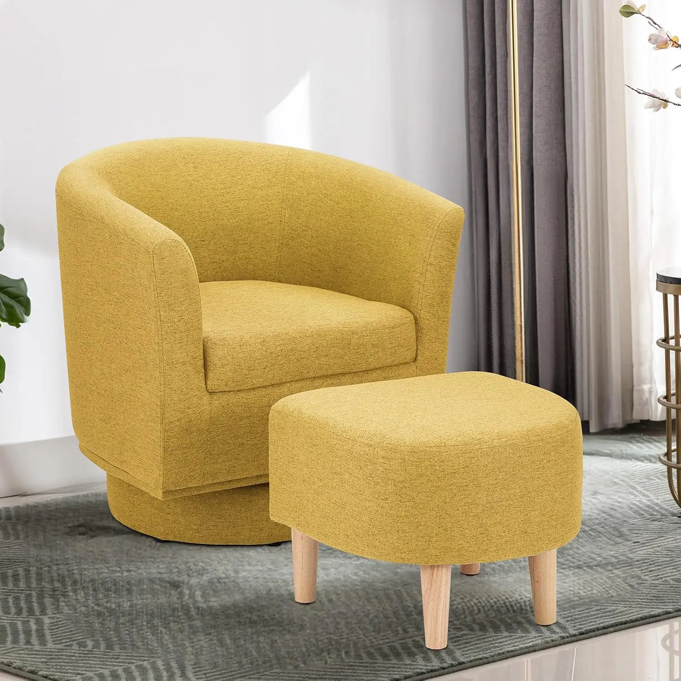 Modern Swivel Accent Chair with Ottoman