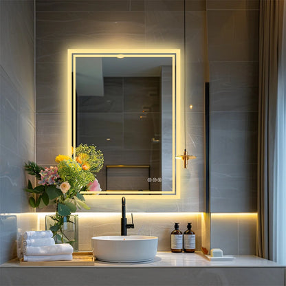 Illuminated Frameless Bathroom Mirror - detail view