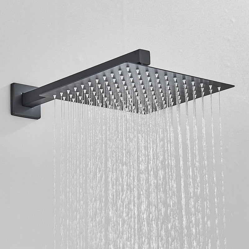Quyanre Matte Black Shower Faucets Set - angle view