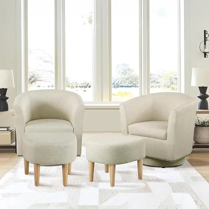 Modern Swivel Accent Chair with Ottoman