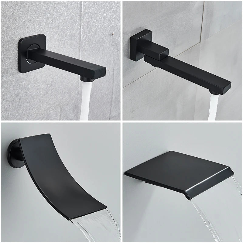 Quyanre Matte Black Shower Faucets Set - close-up