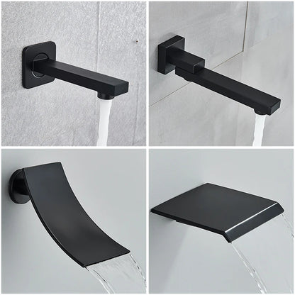 Quyanre Matte Black Shower Faucets Set - close-up