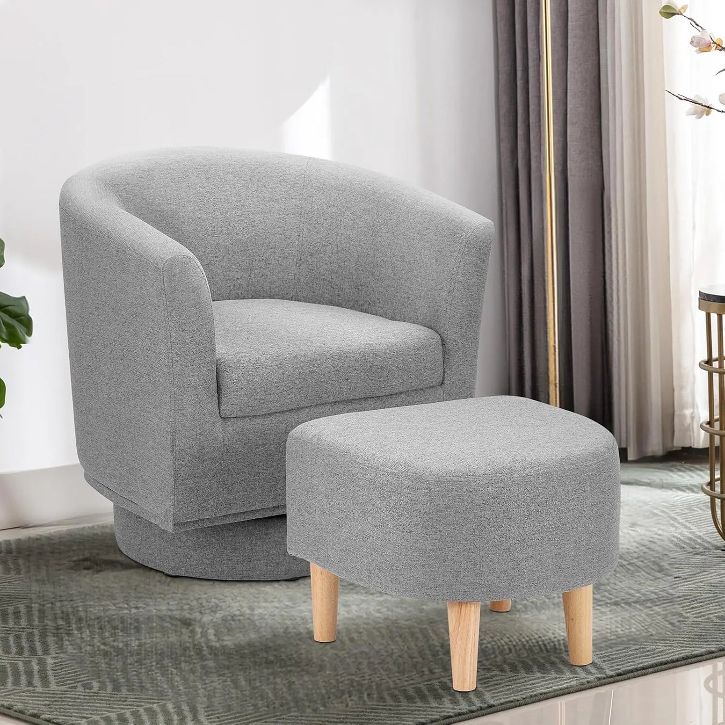 Modern Swivel Accent Chair with Ottoman - view 16