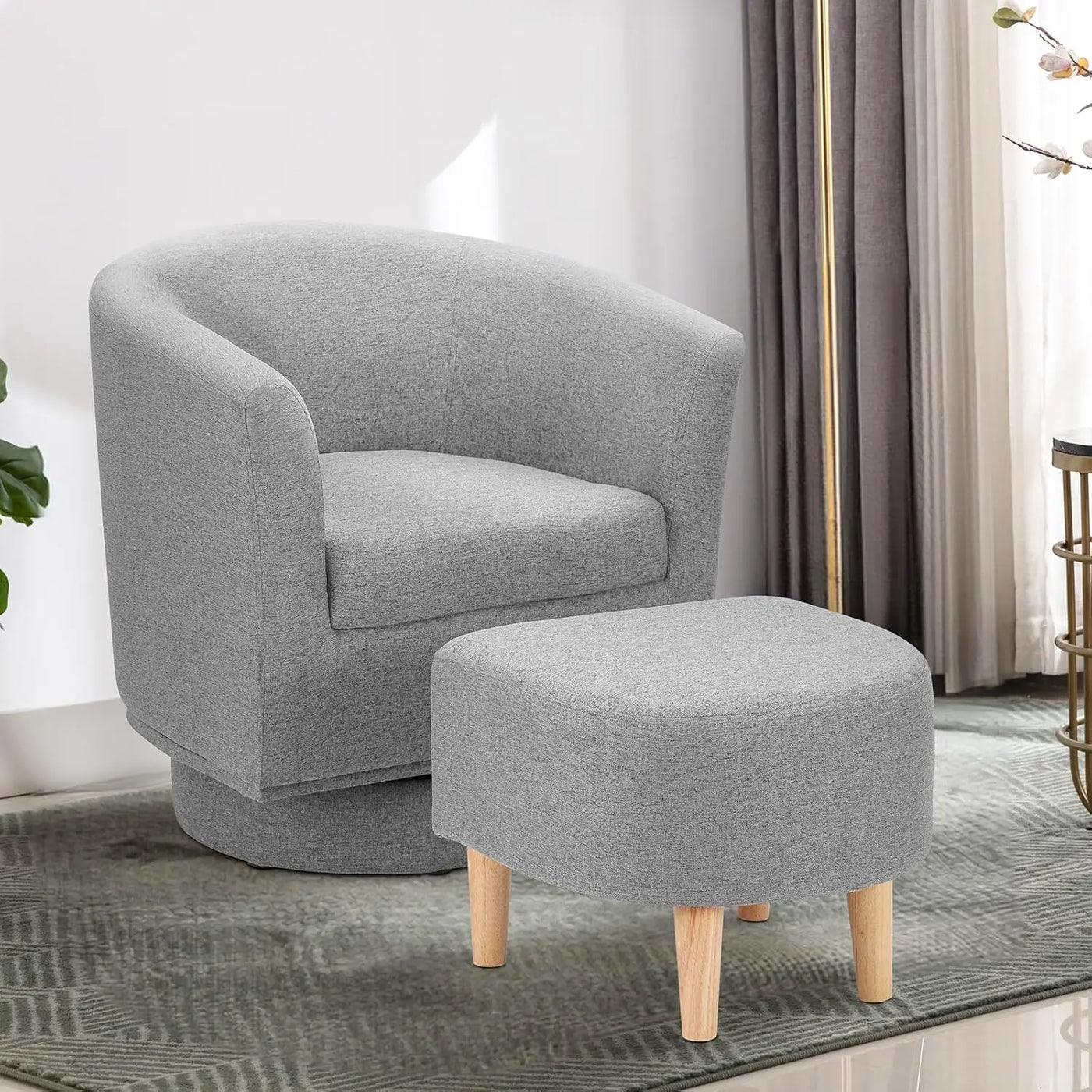 Modern Swivel Accent Chair with Ottoman