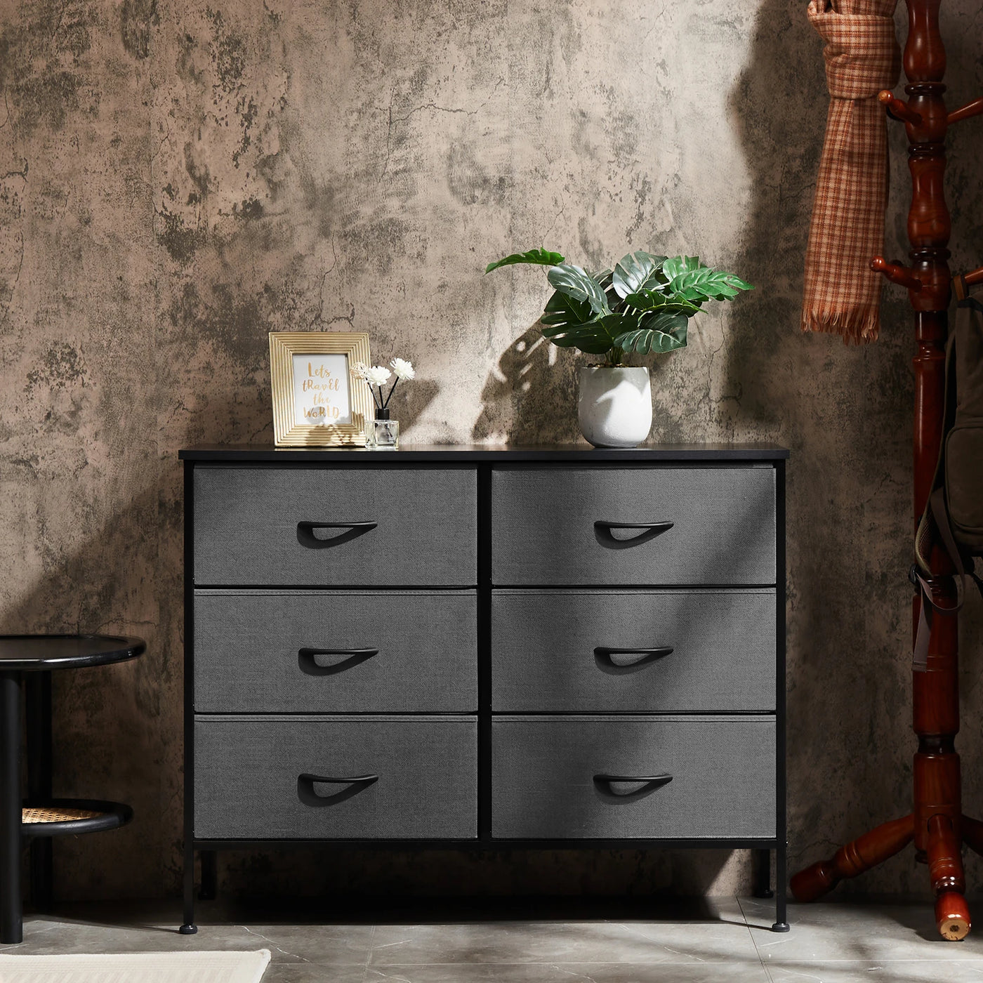 6-Drawer Dresser with Wooden Top – Modern Fabric Storage Organizer