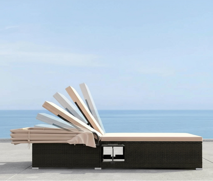 2-Seater Outdoor Patio Daybed with Retractable Canopy & Side Tables - detail view