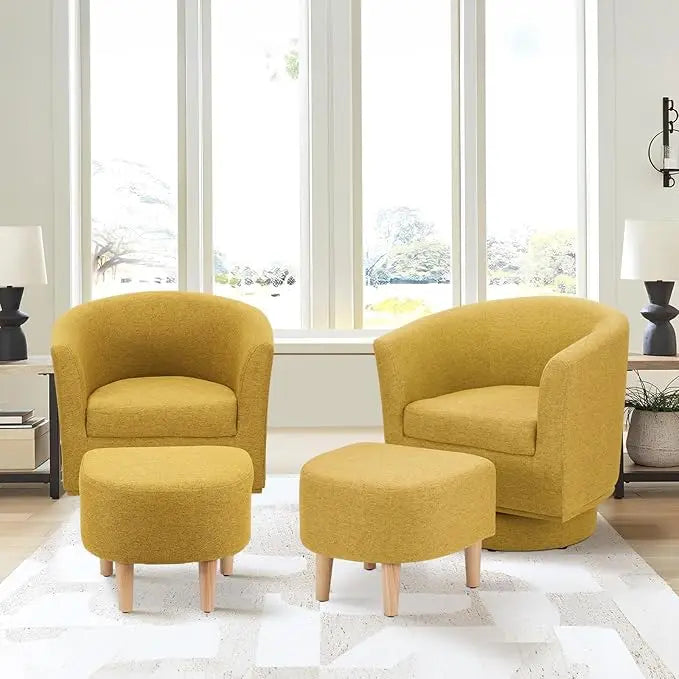 Modern Swivel Accent Chair with Ottoman - close-up