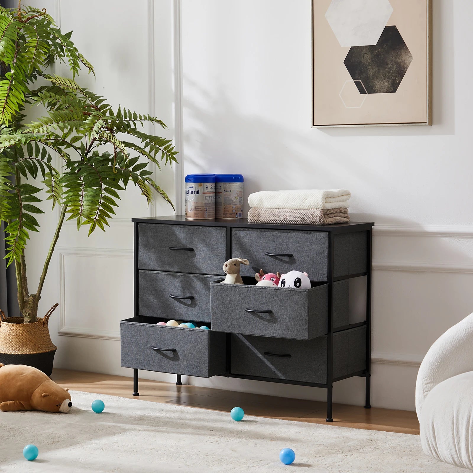 modern drawer dresser - angle view
