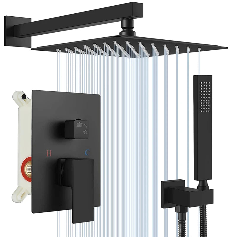 Quyanre Matte Black Shower Faucets Set