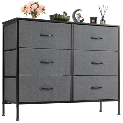 6-Drawer Dresser with Wooden Top – Modern Fabric Storage Organizer