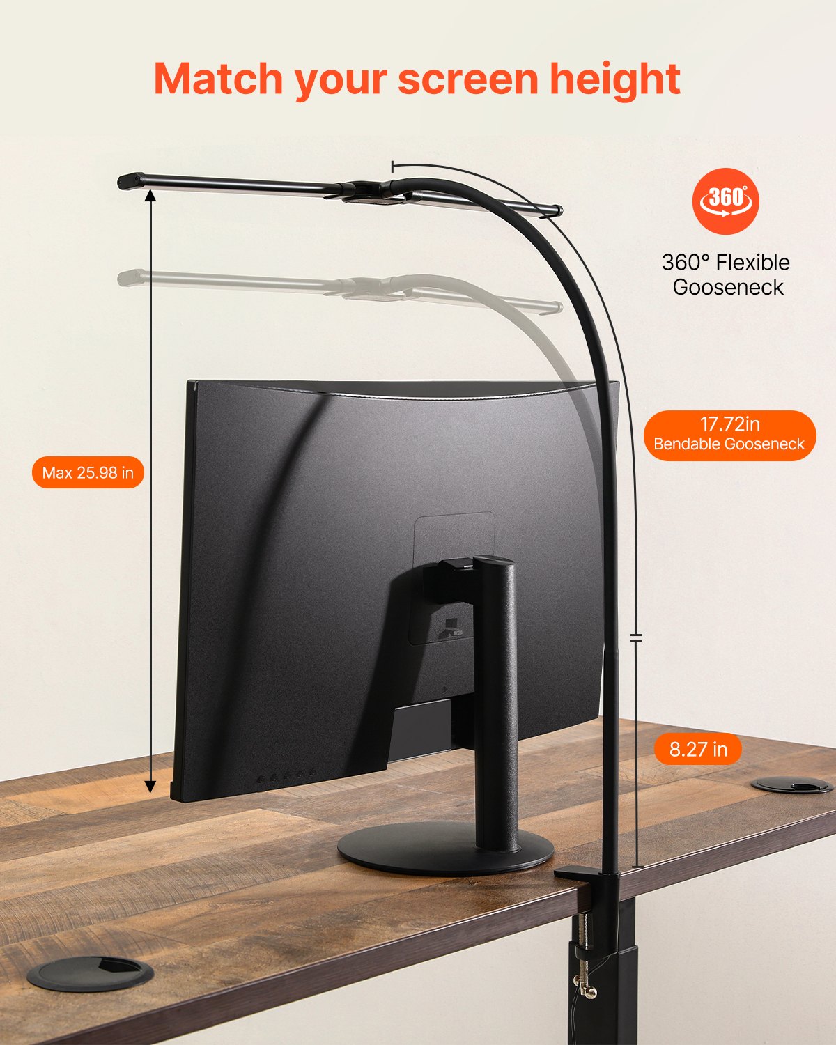LED Desk Lamp With Clamp, Double Head Architect Desk Lamp For Home Office, Eye-Caring Desk Light With 360� Adjustable Goos...