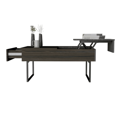 Lift-Top Coffee Table with Hidden Storage - Carbon Espresso/Onyx - close-up