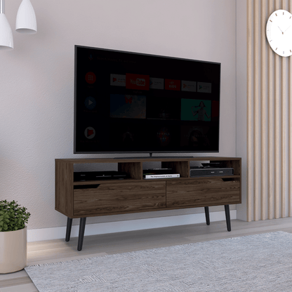 Modern TV Stand with Storage - Dark Walnut - angle view