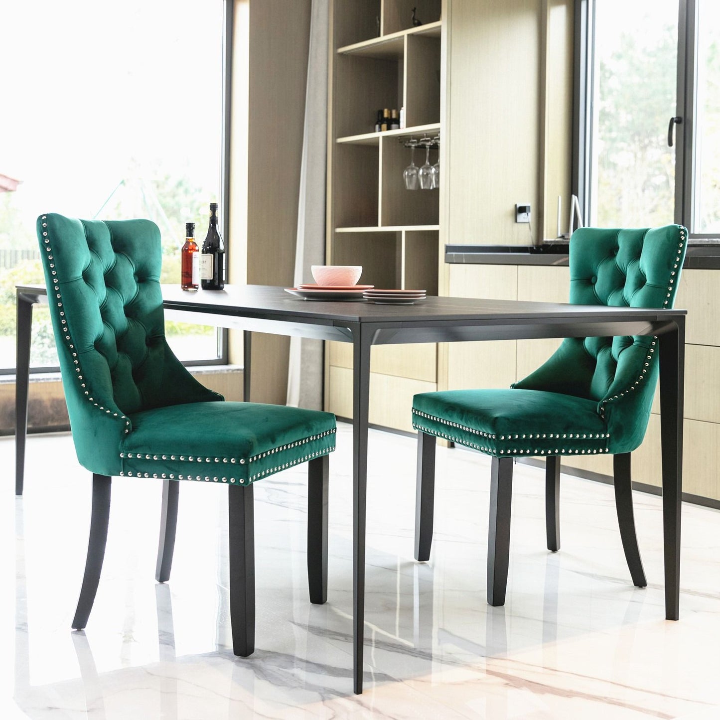 Set of 2 Modern Velvet Dining Chairs - view 8