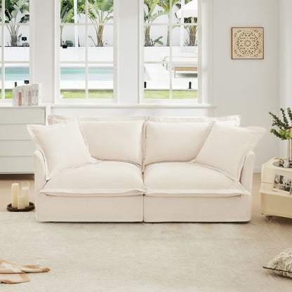 Modern Cream Chenille 2-Seat Cloud Sofa