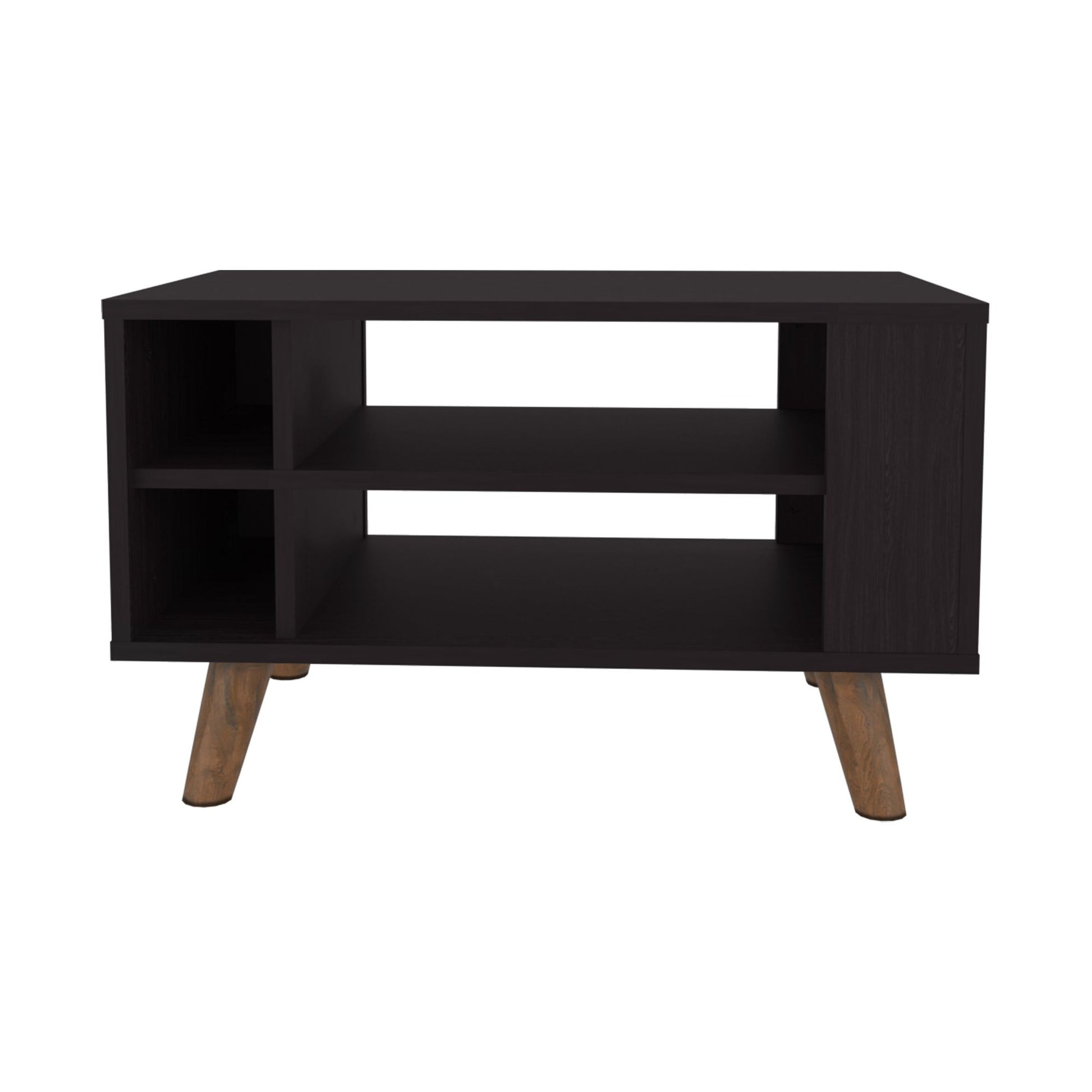 Modern Two-Tier Coffee Table - Natural Wood Finish - lifestyle shot