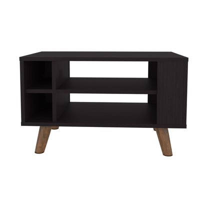 Modern Two-Tier Coffee Table - Natural Wood Finish - lifestyle shot