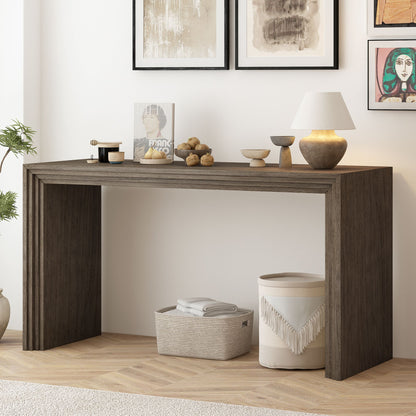 LineaWood Striped Console Table - detail view