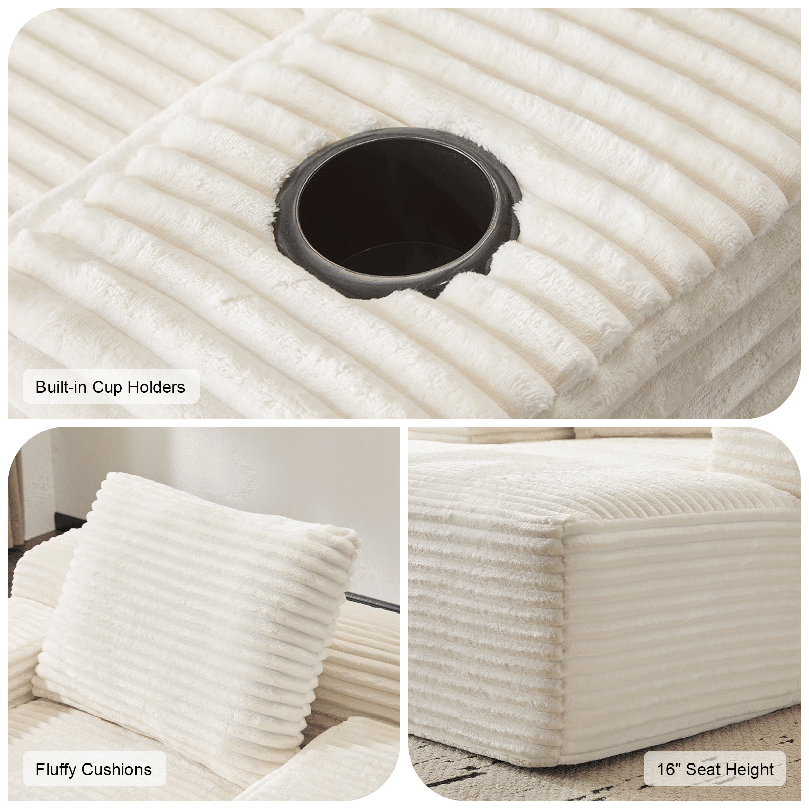 CozyCloud Oversized Corduroy Chaise Lounge Chair - detail view