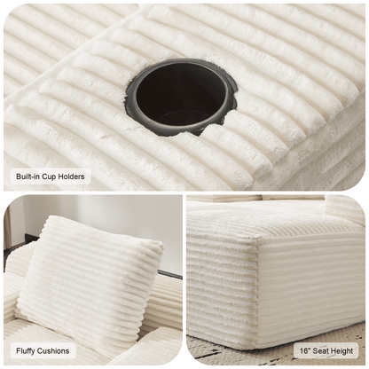 CozyCloud Oversized Corduroy Chaise Lounge Chair - detail view