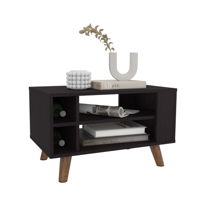 Modern Two-Tier Coffee Table - Natural Wood Finish - angle view