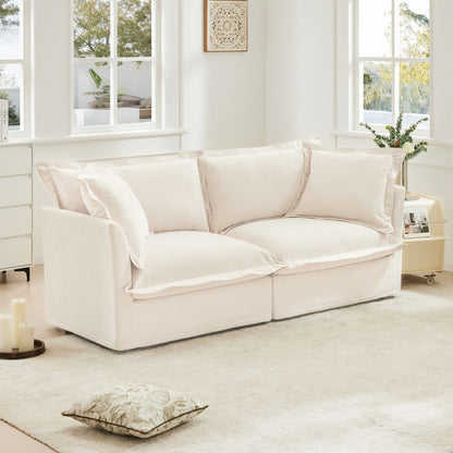Modern Cream Chenille 2-Seat Cloud Sofa - lifestyle shot