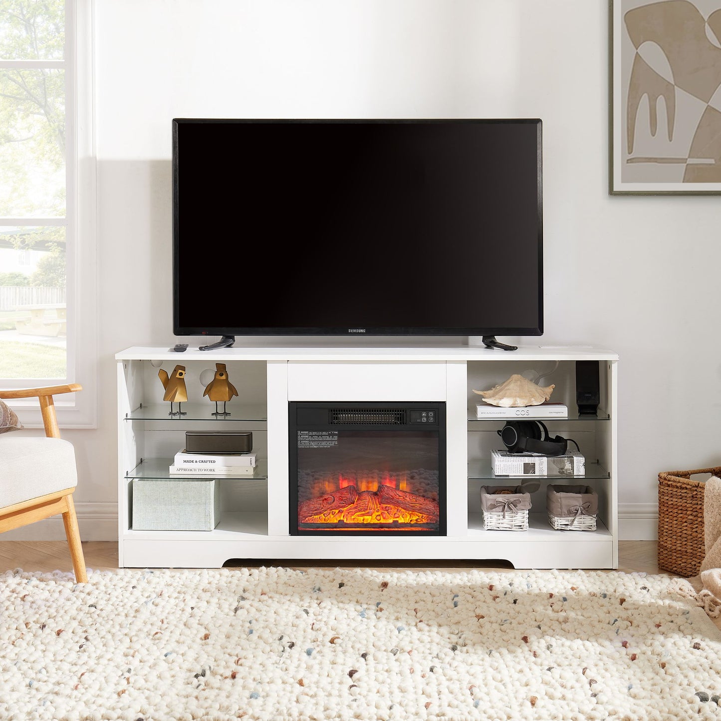 FlameEdge Modern TV Console - detail view