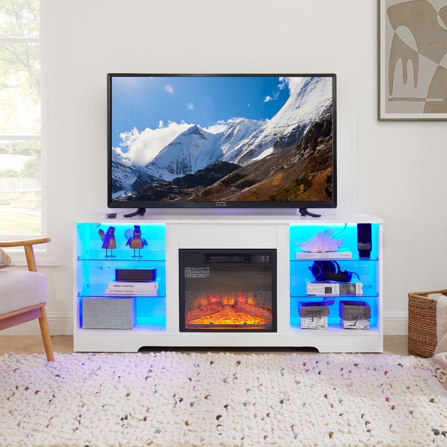 FlameEdge Modern TV Console - angle view
