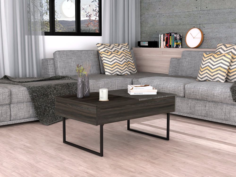 Lift-Top Coffee Table with Hidden Storage - Carbon Espresso/Onyx - detail view