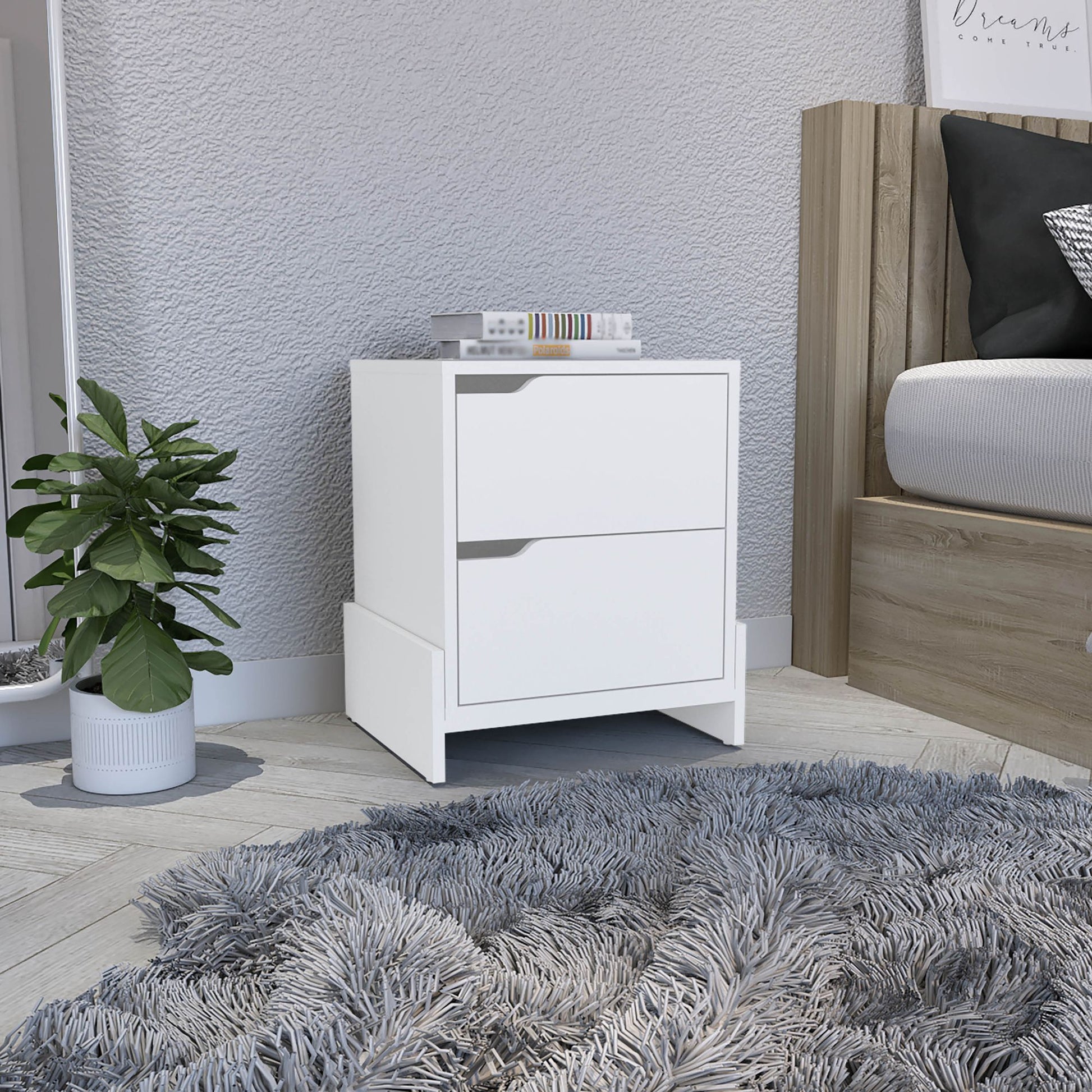 Haines Nightstand with Two-Drawers, End Table with Sturdy Base - view 8