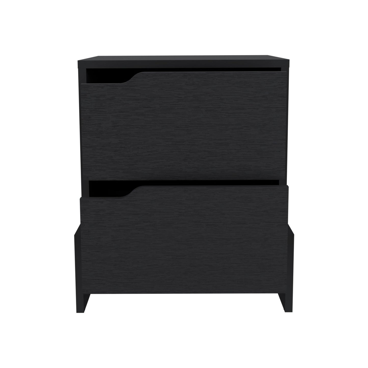 Haines Nightstand with Two-Drawers, End Table with Sturdy Base - dimensions view