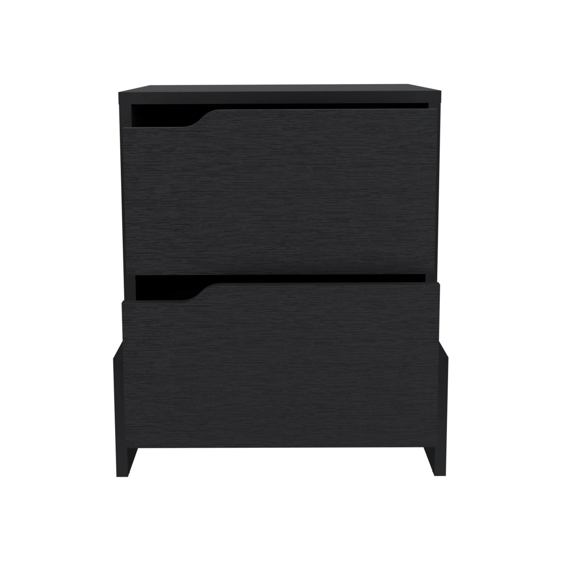 Haines Nightstand with Two-Drawers, End Table with Sturdy Base - dimensions view