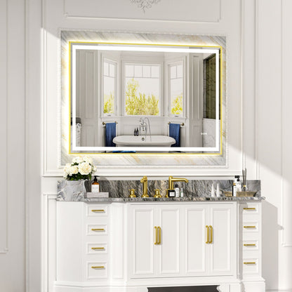 Modern Gold Framed LED Bathroom Mirror - angle view