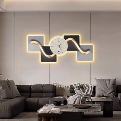 Abstract Geometric LED Wall Clock - Modern Silent Design - detail view