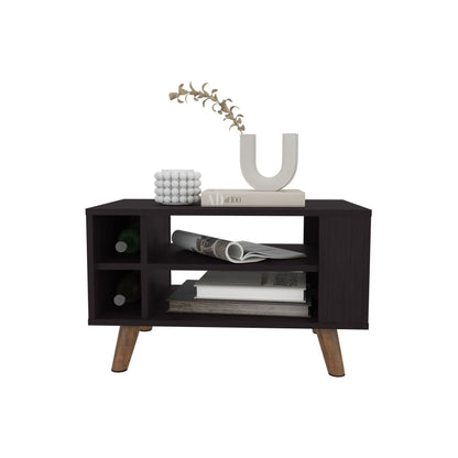 Modern Two-Tier Coffee Table - Natural Wood Finish - detail view